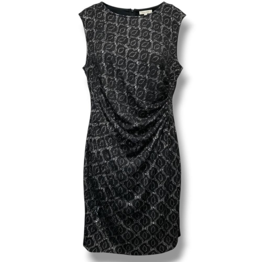 Chaus Women’s Black Lace Overlay Sleeveless Ruched Sheath Dress – Size XL